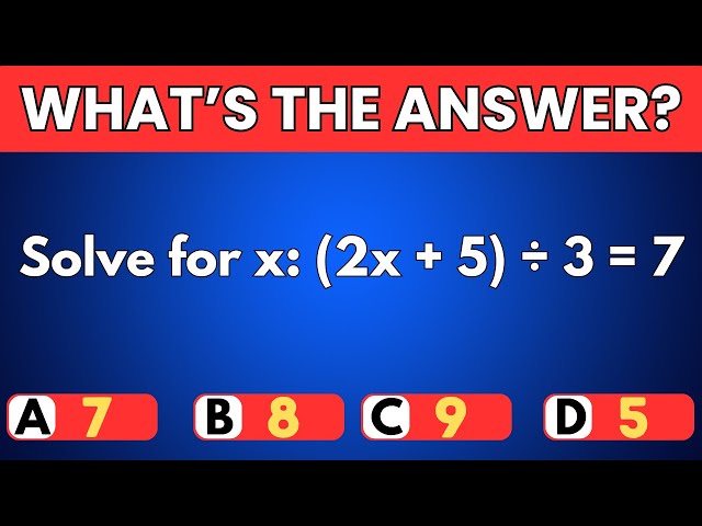 9th Grade Math Quiz Challenge ➗✖️🧠 | Easy, Medium, Hard, Extreme