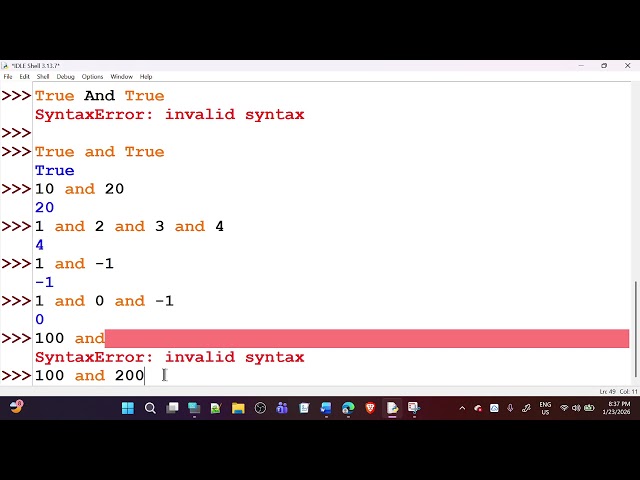 AND Operator in python .... short video