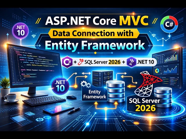 ASP.NET Core MVC Data Connection using Entity Framework | C# + SQL Server 2026 | .NET 10 Tutorial