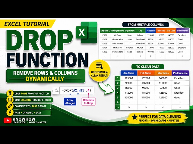DROP Function in Excel 365 | Easily Remove Rows & Columns
