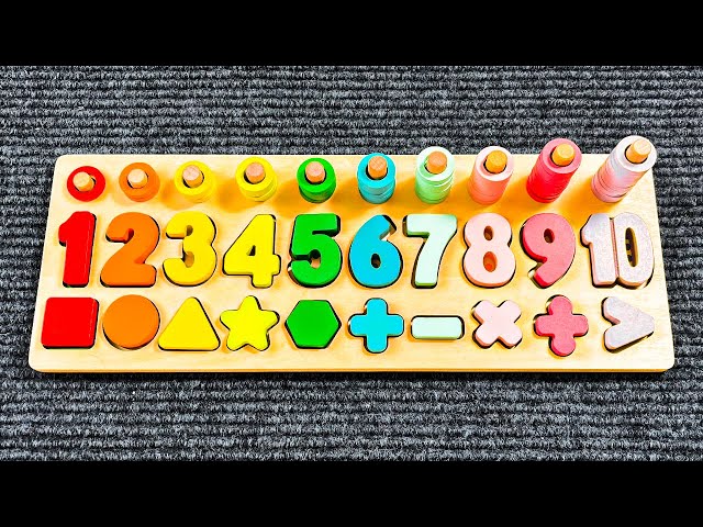 Find the Missing Numbers and Shapes with a Montessori Activity Puzzle  | Preschool Toddler Learning