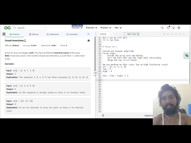Count Inversions Using Merge Sort | GFG Python3 Solution
