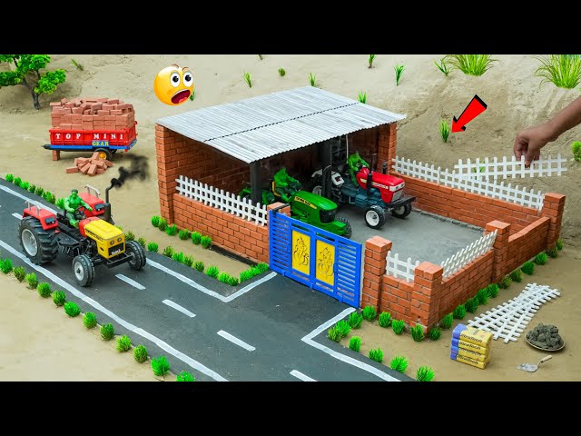 DIY Mini Tractor | Realistic Farmhouse Shed Build Using Bricks | Miniature Village | @TopMiniGear