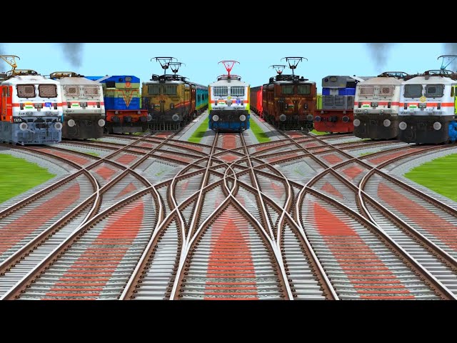 INDIAN EXPRESS TRAIN RUNNING FOR CURVED BRANCHED RAILROAD TRACKS BUMPY TRACKS || trains wold5