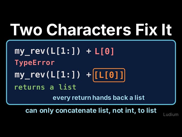 Introduction to CS | 16.7: Reversing a List Recursively: The Brackets That Make It Legal