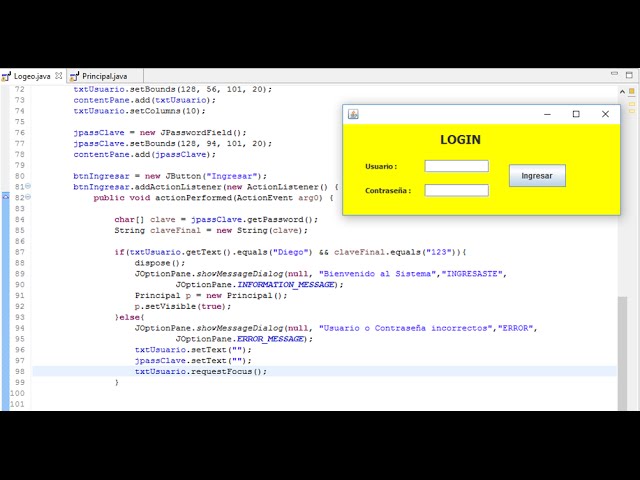 Programación de un Login con Java en Eclipse