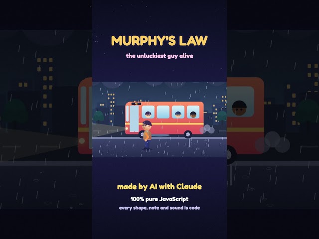Murphy's Law: The Unluckiest Guy Alive | Made by AI from One Prompt in Pure JavaScript #shorts