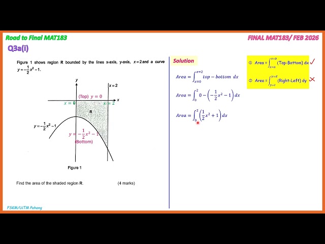 Q3a(i) area between curves MAT183 FEB 2026