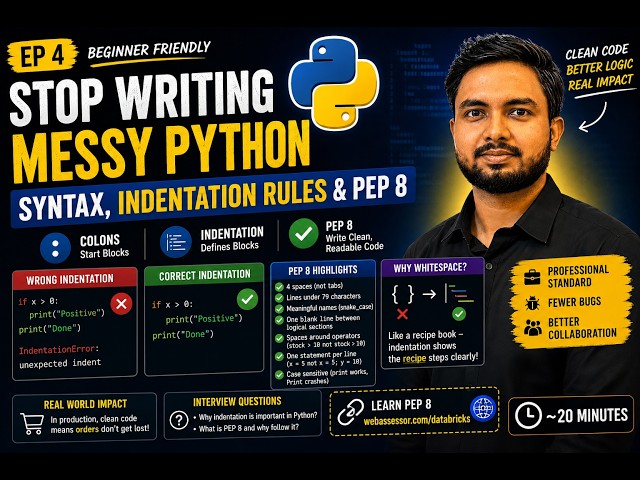 Stop Writing Messy Python | Ep 4 — Python Syntax, Indentation Rules & PEP 8
