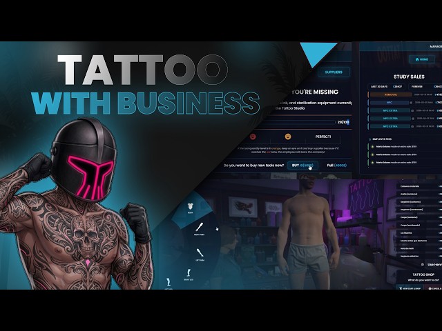 FiveM Tattoo | Employees with leveling, passive sales, minigame, business system, realistic workflow