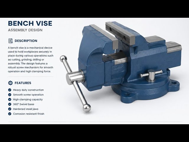 Bench vise | Tutorial | solidworks | 3D modeling | Project 