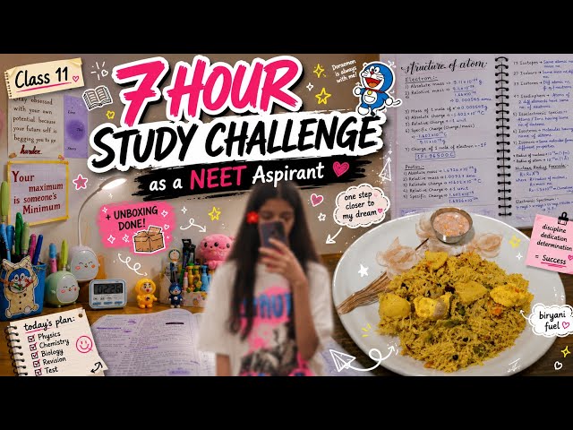 7 HOUR STUDY CHALLENGE as a 11th grader 🧠🤦🏻‍♀️ | neet aspirant #challenge 