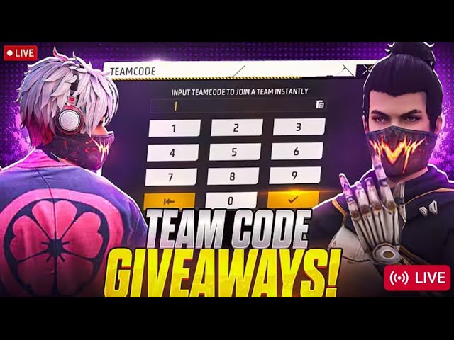 FREE FIRE TEAM CODE GIVEAWAYS FREE FIRE FREE TOURNAMENT