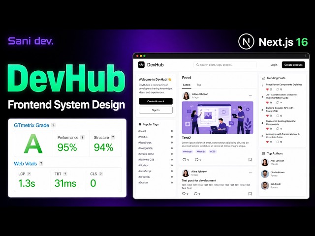 ساخت DevHub از صفر | پروژه Frontend System Design با Next.js 16 (آموزش کامل)
