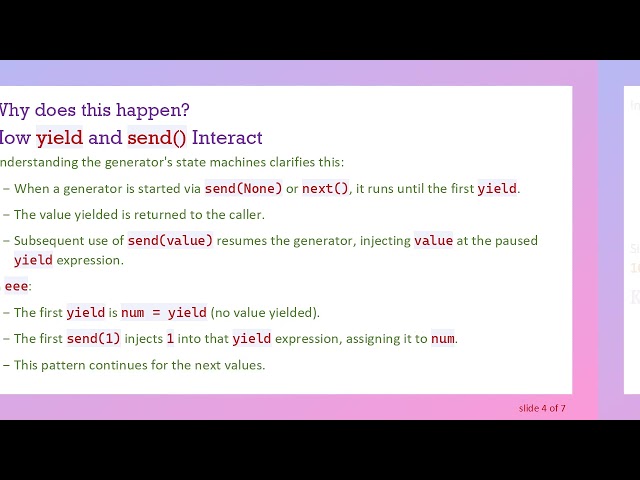 Understanding Why an Integer yield in Python Generators Swallows the First send() Value