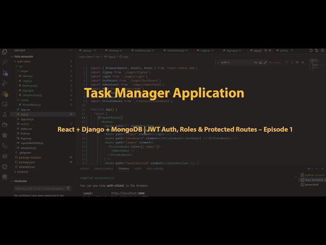 Build a Task Manager with React + Django + MongoDB | JWT Auth, Roles & Protected Routes – Episode 1