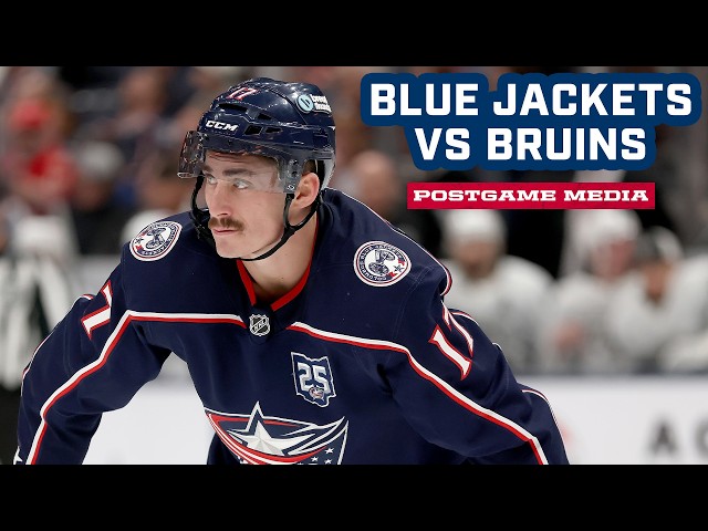 Zach Werenski, Mason Marchment, Adam Fantilli and Head Coach Rick Bowness | Postgame Media