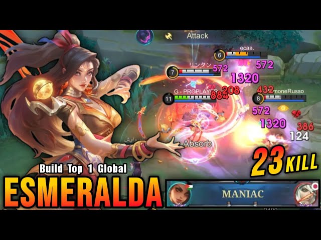 23 Kills + MANIAC!! Jungler META Esmeralda 100% Deadly!! - Build Top 1 Global Esmeralda ~ MLBB