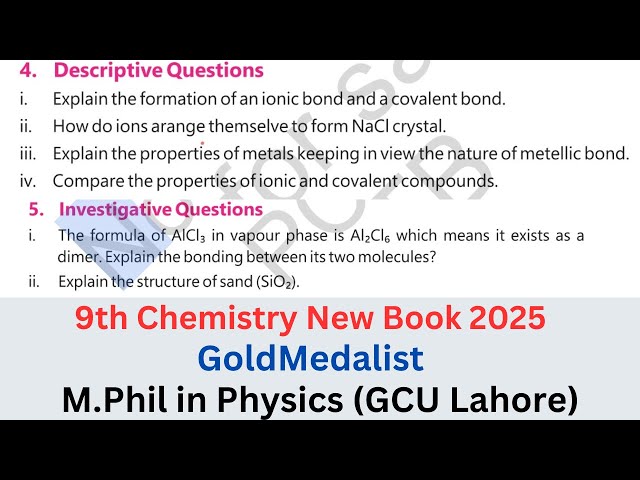 9th class chemistry chapter 3 Descriptive questions and investigative question | Rana Hassan Ali