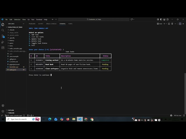 In-Memory Python CLI Todo Application || Hackathon 2 – Phase 1