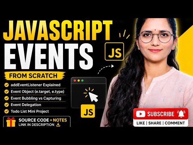 JavaScript Events Explained | addEventListener, Event Bubbling, Capturing & Delegation | Day 26