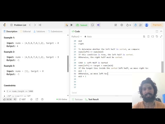 Search in Rotated Sorted Array | Modified Binary Search Explained | LeetCode 33 Python
