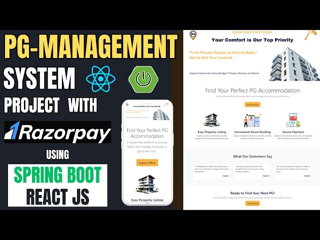 PG Management System Project using Spring Boot, React JS, MySQL| Razorpay | Java Final Year Project