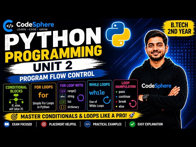 Python Programming Unit 2 | AKTU | BCC302/BCC402 | Control Statements & Loops | B.Tech 2nd Year