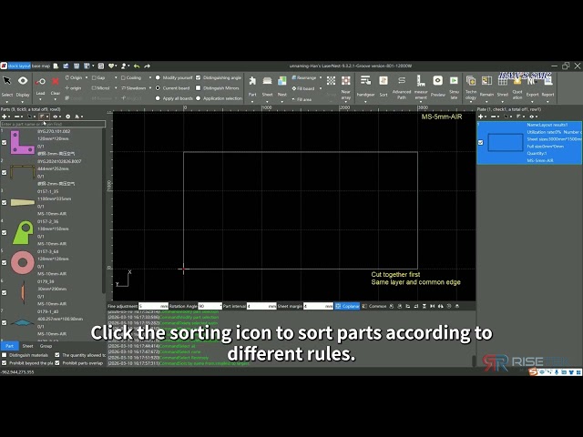 Hans LaserNest Tutorial 07: Part List Functions | Rise Tek Inc.