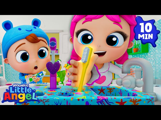 Brush Your Teeth!!🪥 | Little Angel | Kids Cartoons & Nursery Rhymes | Moonbug Kids