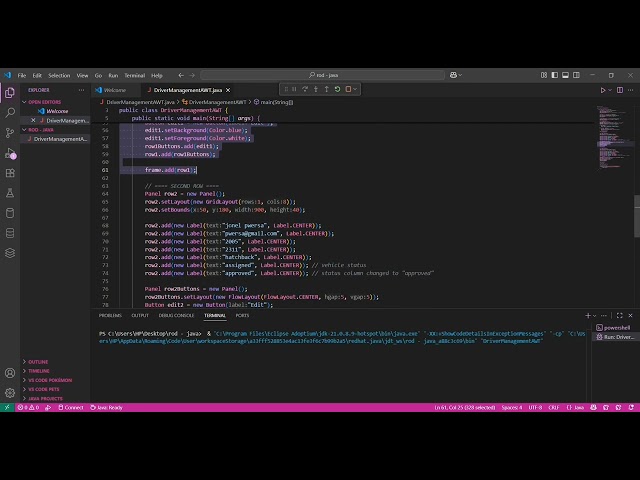 DRIVER MANAGEMENT MODULE(GUI DESIGN) using Java AWT
