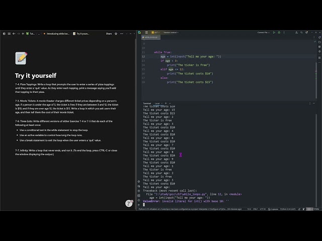 Python Crash Course while loops try it yourself