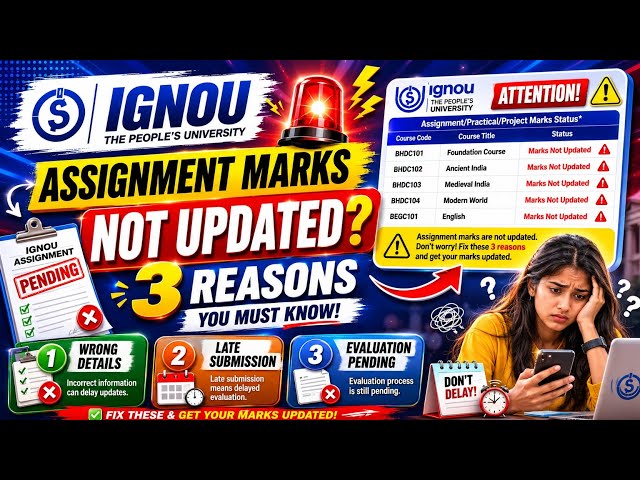 IGNOU Assignment Marks Not Updated? 3 Reasons & 60 Second Me Solution