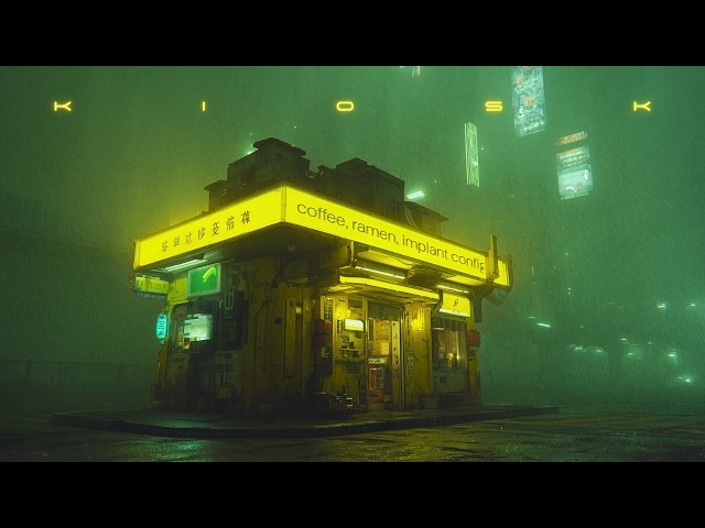 KIOSK - Calm Blade Runner Ambience & Rain - Soothing Cyberpunk Ambient Music for Relaxation & Focus