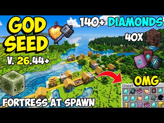 🔥Ultimate Starter [God Seed] For Minecraft 26.44+ Bedrock & PE | Four Blacksmith Village Seed