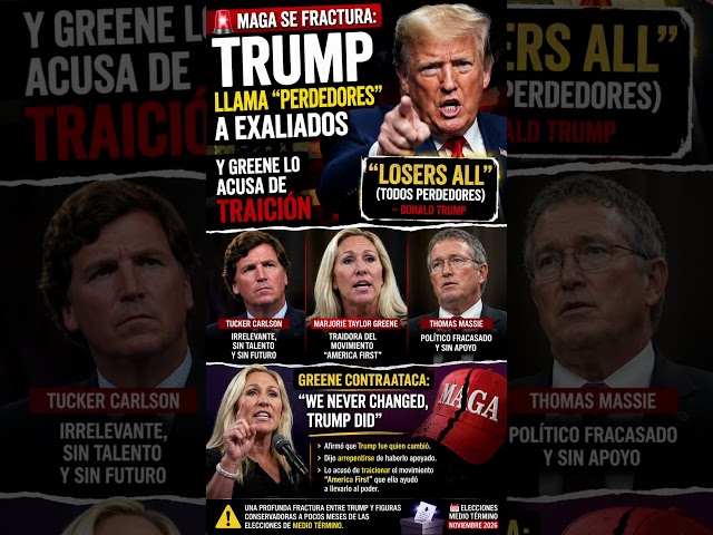 🚨MAGA SE FRACTURA: TRUMP LLAMA “PERDEDORES” A EXALIADOS Y GREENE LO ACUSA DE TRAICIÓN