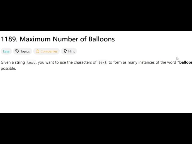 Maximum Number of Balloons   | @faang-academy