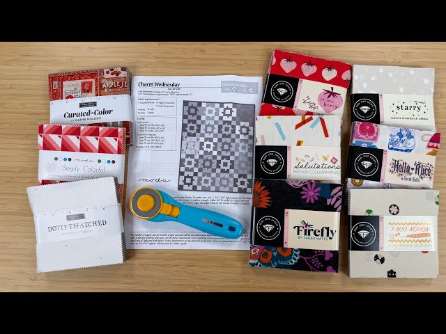 CHARM WEDNESDAY uses NINE CHARM PACKS! We made it EASIER to cut and sew this 64" x 80" quilt.