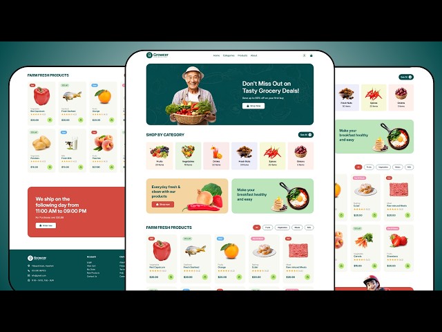 Build A Grocery Store Website Using HTML CSS & JavaScript | Step-by-Step