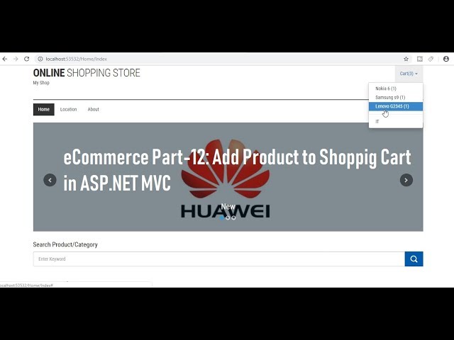 Part-12 : eCommerce Product Add to Shopping Cart in ASP.NET MVC | Dynamic Shopping Cart ASP.NET