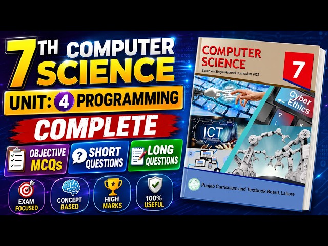 Unit 4| 7th Class Computer Science| Programming | Complete MCQs, Short & Long Questions | SNC 2022