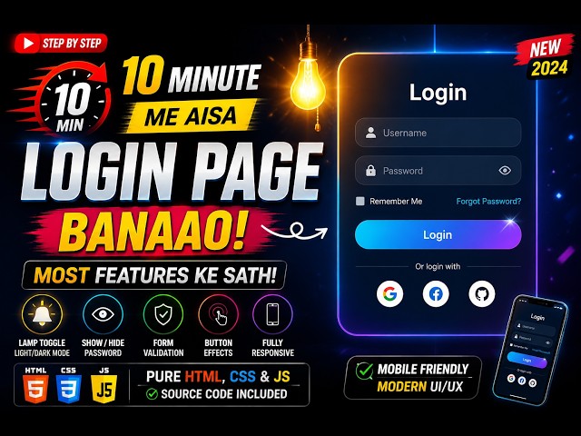 Create Premium Login Form in 10 Minutes ⚡ HTML CSS JavaScript