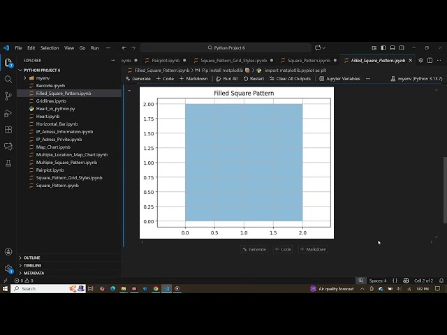 How to Create a Filled Square Pattern in Python Using Matplotlib