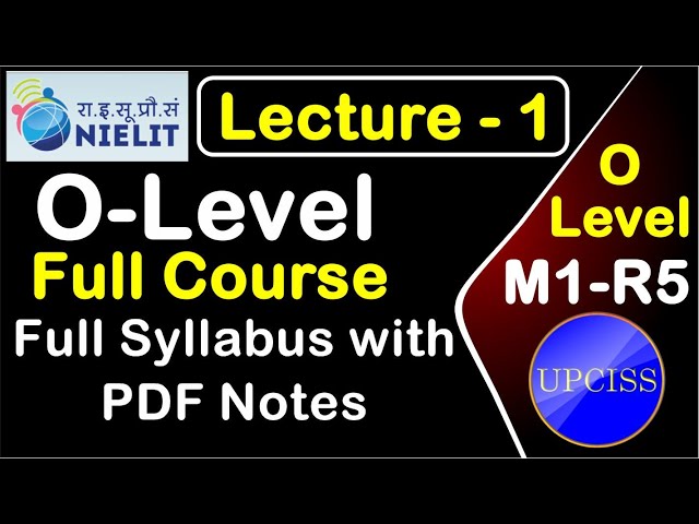 O Level Course Full Video Lecture with PDF Notes | O-Level Course Free Online Classes | NIELIT