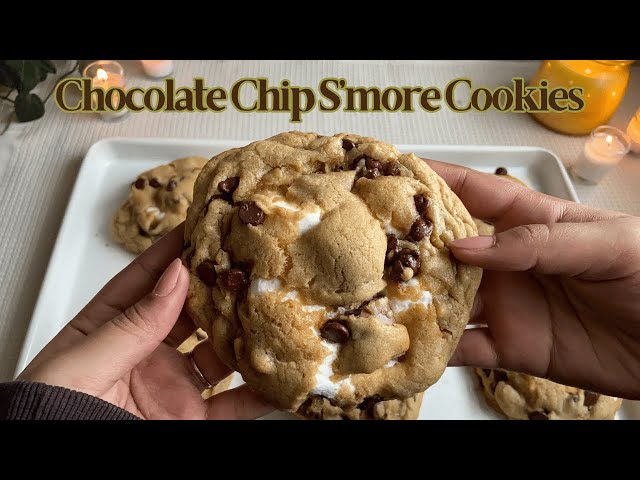 Fluffy Chocolate Chip S'more Cookies ♡ Bake With Me