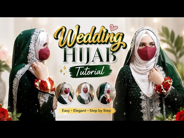 Beautiful Wedding Hijab Tutorial  | Easy Bridal Hijab Style Step by Step | Hijabi Queen