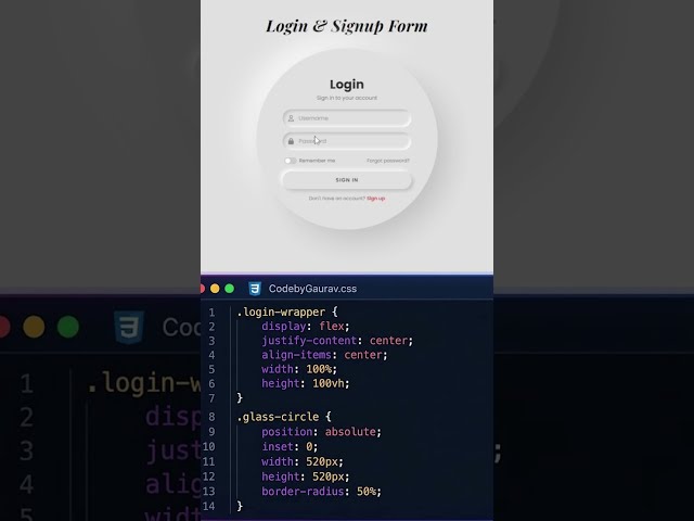 Login & Signup Form using HTML, CSS #shorts  #html #css  #javascript