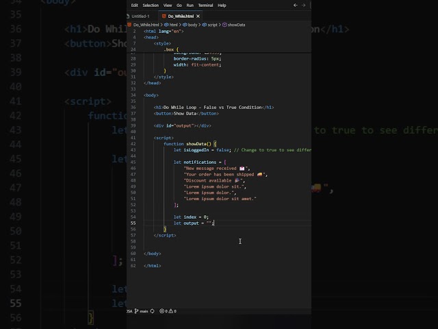 Do While Loop Example  #coding #javascript #tutorial #learnjavascript #loop
