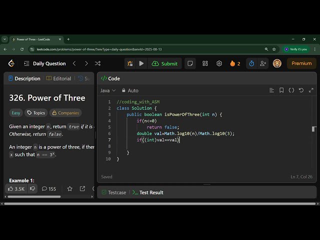LeetCode Problem Number - 326  (Power of Three )