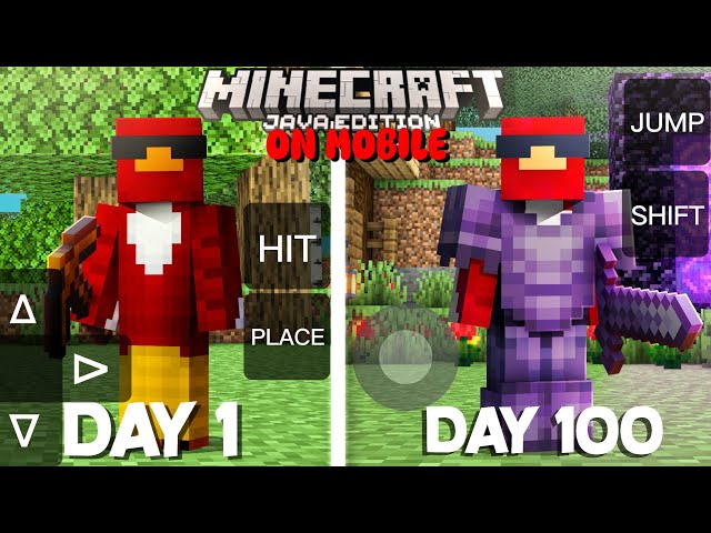 Surviving 100 Days in Minecraft JAVA Edition on my Phone